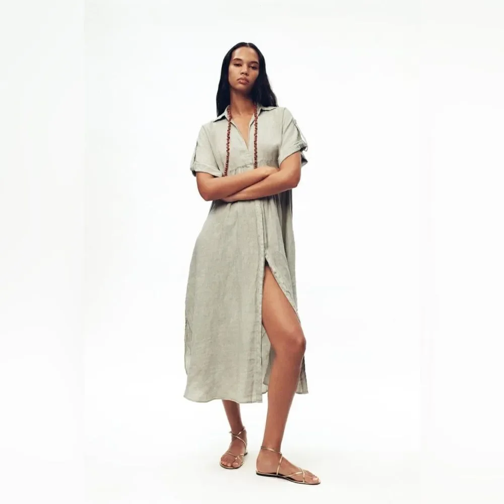 ZARA 100% LINEN DRESS - Picture 5 of 7